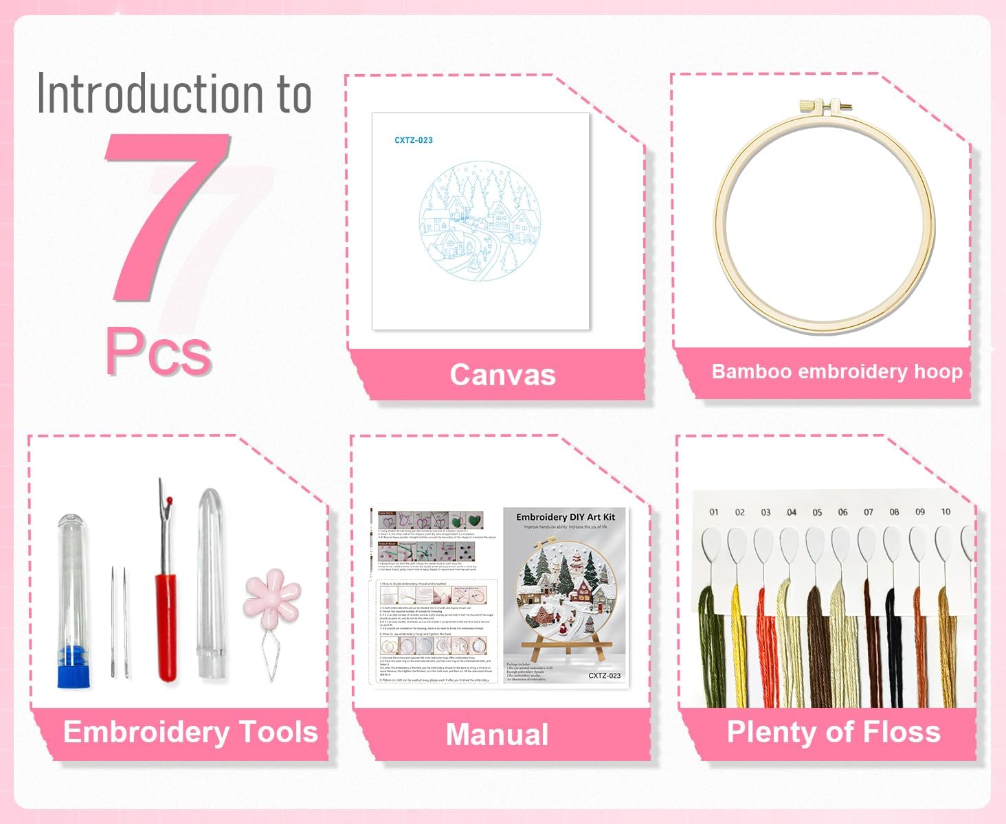 Huacan Embroidery Kit for Beginners Adults, Easy Needlepoint Kits for Adults with Stamped Embroidery Patterns. (Village)